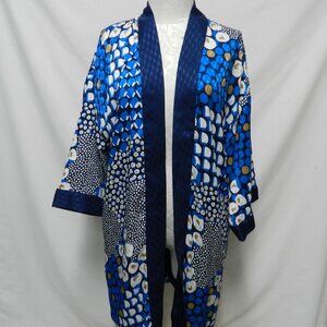 Chico's Satin Duster Long Cover-up top blouse w/Pockets Kimono Size Sz 1 or 8 10